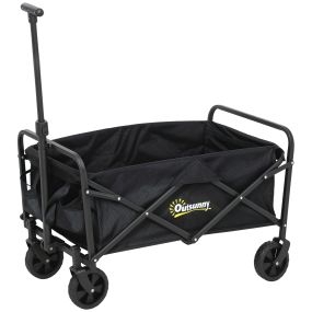 Carro de playa plegable con asa telescópica, 2 bolsas, carga 120 kg, negro