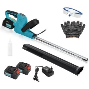 Tijeras cortasetos eléctricas a batería 18V con 2 baterías 4000mAh, cuchilla 51 cm, azul