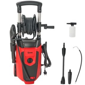 Hidrolimpiadora de alta presión 1800W 150 bar 420 L/h bomba de aluminio manguera 6 m rojo y negro