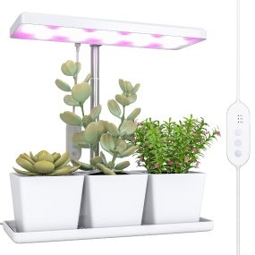 Lámpara de planta interior LED de espectro completo, altura ajustable, temporizador 8/12/16/24H, 5 niveles, 3 cajas para invernadero y jardín