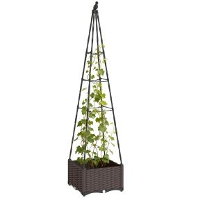 Jardinera exterior con enrejado metálico, PP, negra, 40x40x175 cm