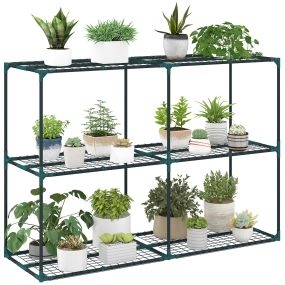 Soporte para plantas de 3 niveles de acero, verde oscuro, para interior y exterior