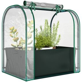 Mini invernadero portátil 68x50x70 cm con bolsa para plantar, acero, verde