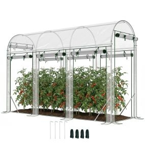 Invernadero de Exterior 3x1x2 m, Invernadero de Túnel con 8 Puertas Enrollables, Cubierta de Plástico y Marco de Acero Galvanizado, Anti-UV, Impermeable, para Cultivos, Transparente
