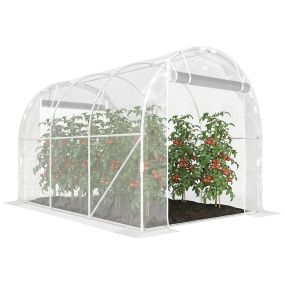 Invernadero de exterior 3x2x2 m de túnel con 2 puertas enrollables, acero galvanizado y PE 150 g/m² transparente