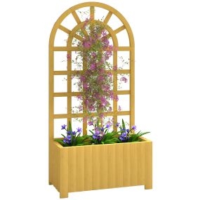 Jardinera de madera con enrejado, exterior, 60x30x120 cm, natural