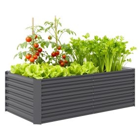 Jardinera exterior grande rectangular de acero galvanizado 180x90x57,5 cm gris