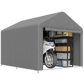 Carpa de jardín exterior 2,4x2x2 m con marco metal galvanizado, puerta enrollable, gris