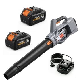 Soplador de hojas sin cable 36V con 2 baterías 4.0Ah, cargador, motor sin escobillas 1000W