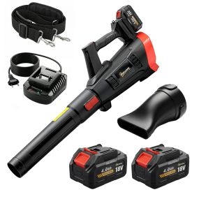 Soplador de hojas sin cable 18V con 2 baterías 4.0Ah, motor sin escobillas 600W, 3 velocidades