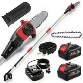 Motosierra de batería extensible 1,94-2,56 m, 300 W, 2 baterías 4,0 Ah, para podar árboles
