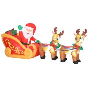 Papá Noel hinchable con trineo y renos con luces LED 240x75x100 cm