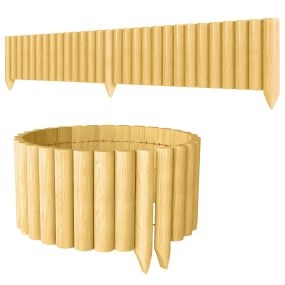 Valla de jardín de madera 176x38 cm decorativa resistente fácil de instalar natural