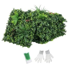 Set de 6 setos artificiales de ocultación 50x50 cm tipo Milán anti-UV verde para exterior
