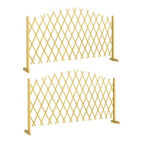 Set de 2 paneles de valla de jardín exterior de madera extensibles, 180x30x103 cm, natural