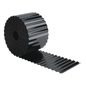 Valla de jardín metálica 650x20 cm de acero galvanizado corrugado gris oscuro para exterior