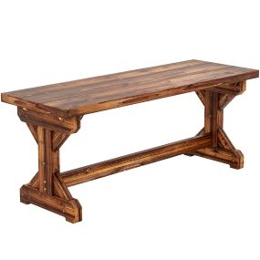 Banco de jardín de madera rústico exterior 2 plazas base en X 114x40x46 cm carbonizado