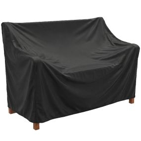 Banco de jardín de madera de 2 plazas con funda impermeable, 125x62x90 cm, marrón claro
