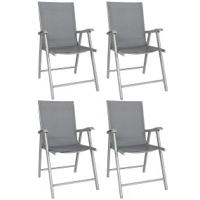 Pack de 4 sillas de camping plegables de textilene gris claro 58x62x97 cm