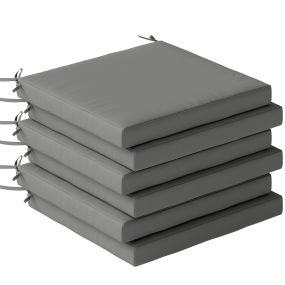 Juego de 6 cojines para sillas de comedor 46x42x7 cm gris oscuro impermeables anti-UV con funda lavable y lazos