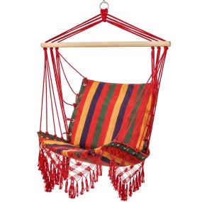 Silla hamaca colgante de algodón y poliéster 100 kg para interior y exterior 100x60x100 cm multicolor