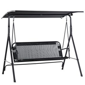 Columpio de jardín exterior 2 plazas con parasol ajustable 200 kg 172x110x155 cm negro