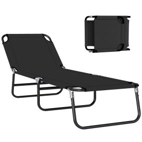 Tumbona plegable reclinable ajustable 5 posiciones 188x56x28 cm negro carga 120 kg