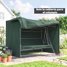 Funda impermeable para columpios de exterior con cremallera, tela 600D, 205x124x164 cm, verde oscuro