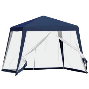 Carpa de jardín 3x3 m cenador con 4 laterales mosquitera con cremallera protección UV impermeable azul