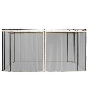 4 paneles laterales 3,5x2 m para carpa de jardín tela mosquitera negro con cremalleras y anillas