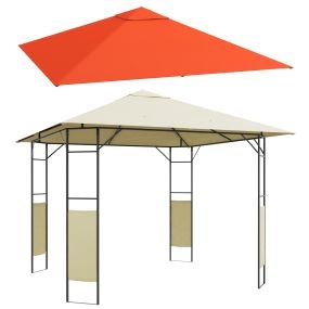 Conjunto de cenador de jardín 3x3x2,6 m con techo de repuesto 3x3 m crema y naranja
