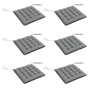 Juego de 6 cojines para sillas de comedor 40x40 cm, gris oscuro, acolchados con cintas y fundas extraíbles