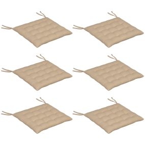 Juego de 6 cojines para sillas de comedor 40x40 cm acolchados con cintas y fundas extraíbles caqui
