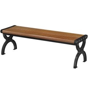 Banco de jardín exterior de 2 plazas con estructura metálica y asiento listonado, 124x39x39 cm, marrón