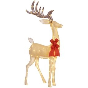 Reno luminoso de Navidad con 137 LED blanco cálido, dorado, para interior y exterior