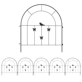 Vallas metálicas para jardín 300x70 cm set de 5 de acero negro para terraza y patio