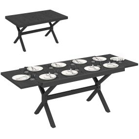 Mesa de jardín extensible de aluminio 154/214x85 cm gris oscuro para 8-10 personas