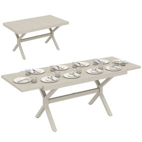 Mesa de jardín extensible de aluminio 154/214x85 cm, rectangular, gris claro para 8-10 personas