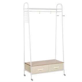 Perchero metálico con ruedas y estantes 99x47x185 cm para ropa, bolsos y zapatos