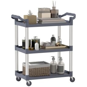 Carrito auxiliar con ruedas de 3 niveles de aleación de aluminio, 88x44x93 cm, gris