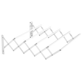 Tendedero de pared extensible de metal blanco 63,5 cm 5 barras interior y exterior 10 kg