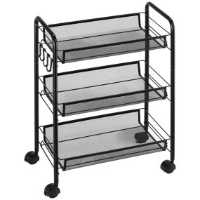 Carrito auxiliar con ruedas de acero negro con 3 cestas 45x26,5x63 cm carga 9 kg