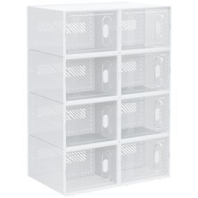 Armario modular de plástico para zapatos talla 43 con 8 cubos y puertas magnéticas 25x35x19 cm transparente