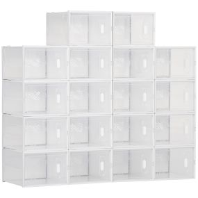 Cajas de zapatos de plástico juego de 18 organizadores apilables con puertas magnéticas transparentes para talla 45