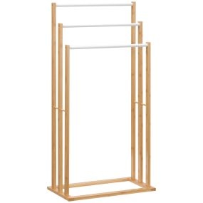 Toallero de pie de bambú con 3 barras 48x25,8x94 cm natural