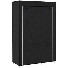 Armario de tela portátil con barra para colgar, 6 estantes, acero, negro, 103x43x162,5 cm