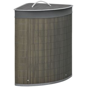 Cesto para ropa sucia de bambú 55L con tapa y bolsa extraíble 38x38x57 cm gris