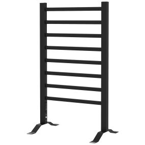 Toallero eléctrico de pared o suelo 150 W de aleación de aluminio negro 53x35x90 cm con temporizador y 8 barras para baño