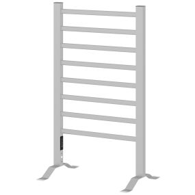 Toallero eléctrico de pared o suelo 150 W de aleación de aluminio con temporizador 8 barras plata 53x35x90 cm