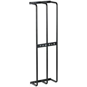 Toallero de pared moderno de metal con 3 barras negro 21x12x74 cm